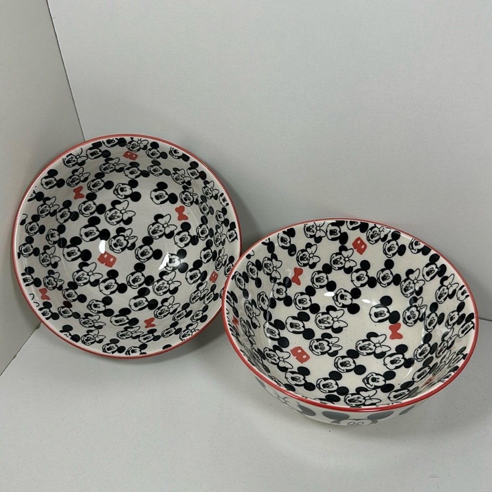 Disney Mickey Minnie Mouse Small Tidbit Ceramic Bowls SET OF 2